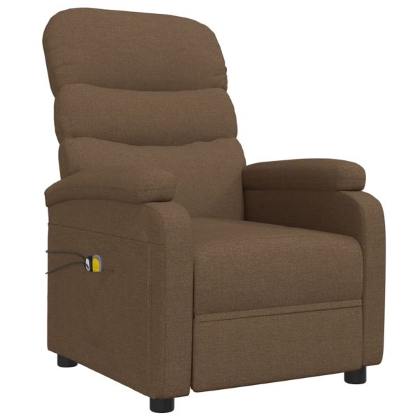 Poltrona de massagens elétrica reclinável tecido castanho - Image 3
