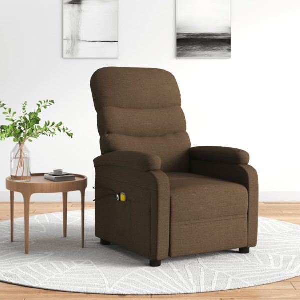 Poltrona de massagens elétrica reclinável tecido castanho