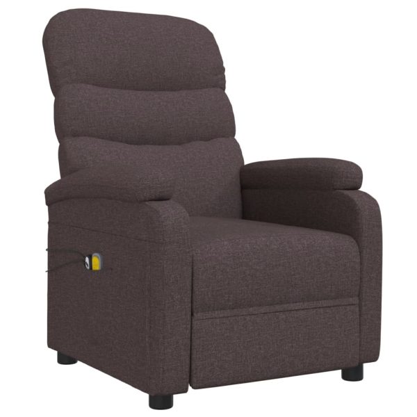 Poltrona de massagens elétrica tecido castanho-escuro - Image 2