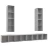 Armários de parede para TV 4 pcs contraplacado cinzento cimento - Image 2