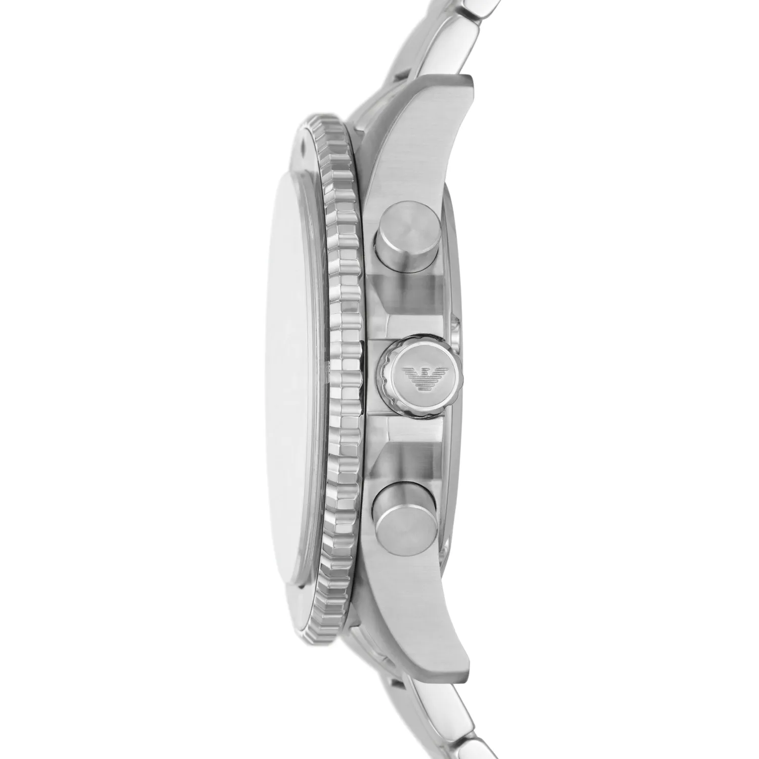 Emporio Armani Diver AR11360 com design desportivo, mostrador preto e bracelete em aço inoxidável.