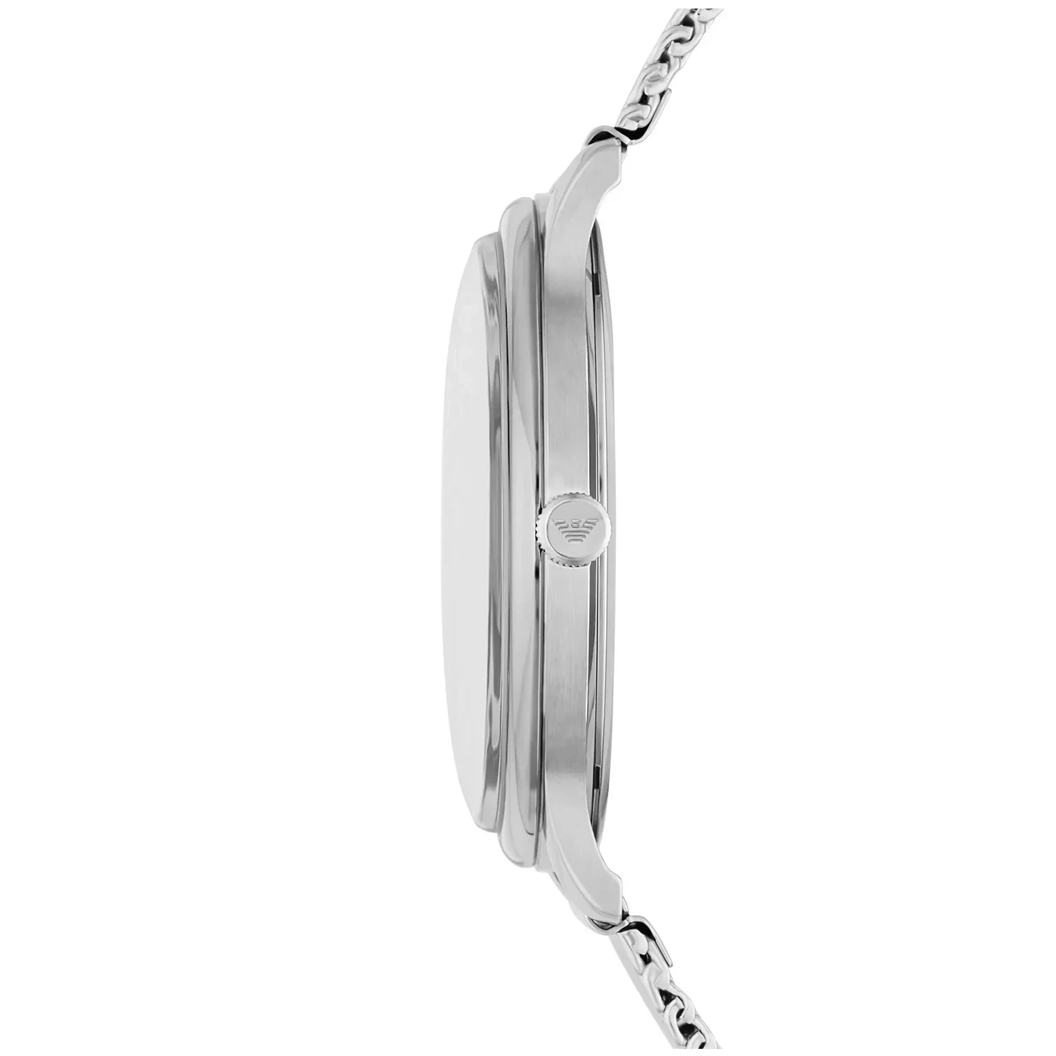 Relógio Emporio Armani Minimalist AR11578 com mostrador verde e bracelete milanesa prateada
