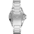 Relógio Emporio Armani Diver AR11338 com mostrador verde, luneta preta e verde e bracelete prateada