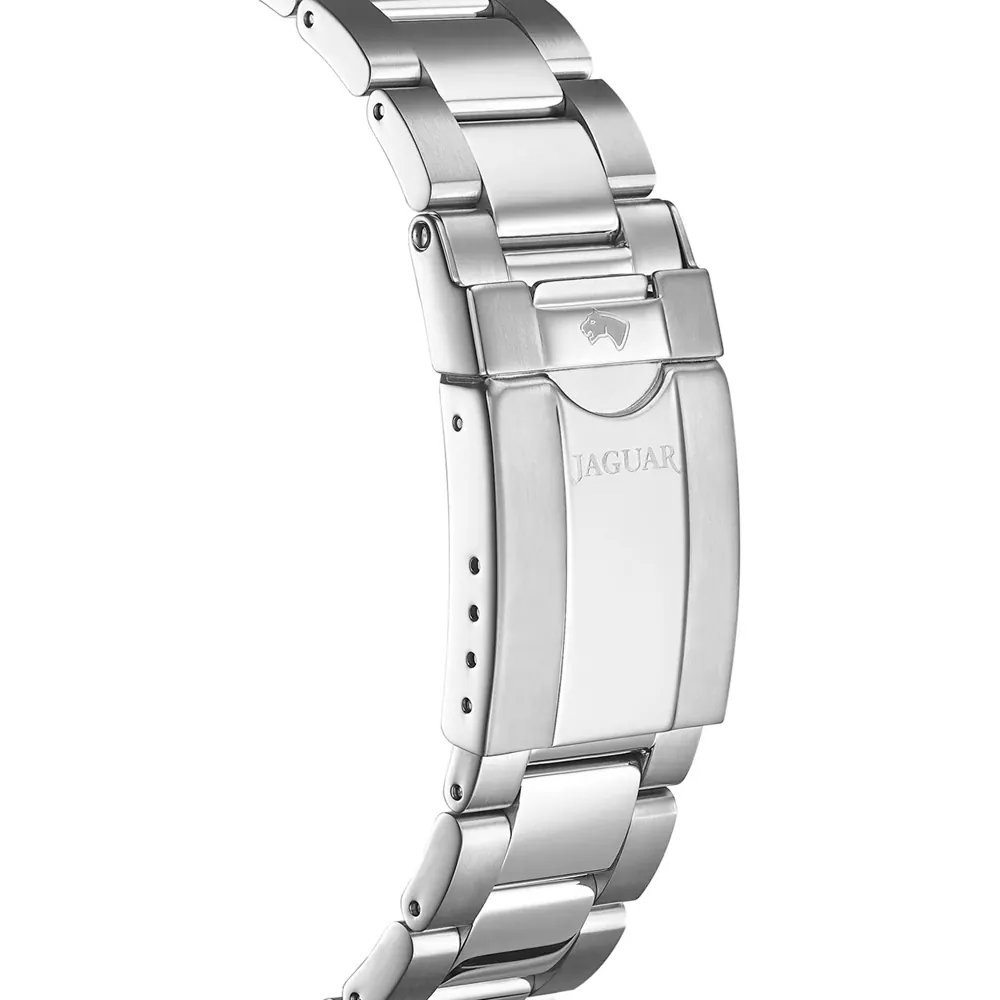 Relógio masculino JAGUAR Executive Diver J861/8 com esfera azul, caixa prateada e bracelete em aço inoxidável