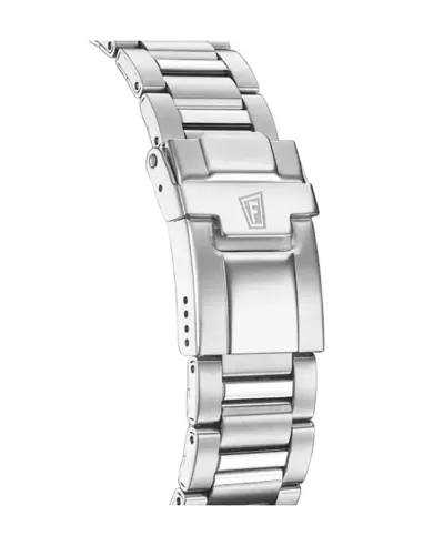 Relógio Festina Chrono Timeless F20560/6 para homem com mostrador preto, ponteiros prateados e vermelhos, bracelete em aço e caixa de 45 mm.