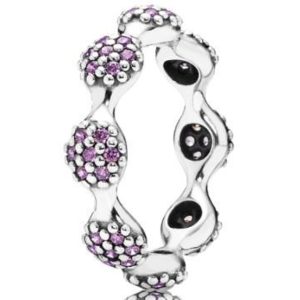 Anel PANDORA zirconias brancas e roxas