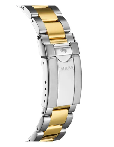 Relógio masculino JAGUAR Executive J862/1 com mostrador azul, bracelete dourada e cronógrafo