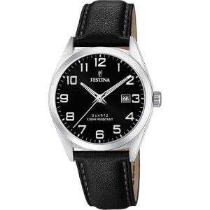 RELÓGIO FESTINA CLASSICS F20446/3 PRETO  COURO PARA HOMEM