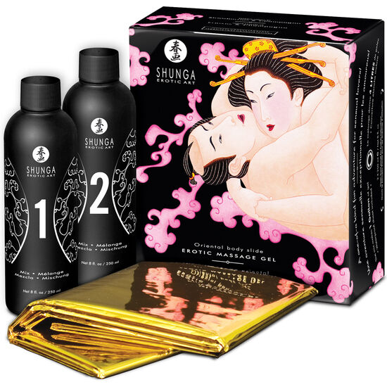 SHUNGA GEL DE MASSAGEM ERÓTICO ORIENTAL BODY SLIDE ESPUMANTE MORANGO VINHO