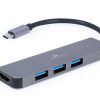 ADAPTADOR GEMBIRD MULTIPUERTO TIPO C A HDMI 4K+ 3XUSB (PARA PORTATILES CON PUERTO TIPO C)