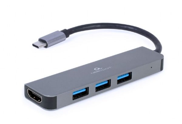 ADAPTADOR GEMBIRD MULTIPUERTO TIPO C A HDMI 4K+ 3XUSB (PARA PORTATILES CON PUERTO TIPO C)