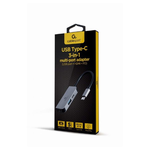 ADAPTADOR GEMBIRD 3 EN 1 - 4K HDMI - USB PD TIPO C - USB 3.1