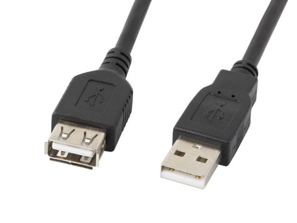 Cable alargador lanberg usb 2.0 macho hembra 0.7m negro