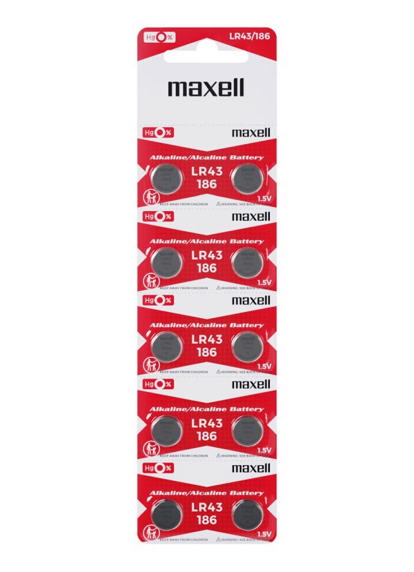 PILA MAXELL LR43 AG12 0% MERCURIO - BLISTER ROJO EU