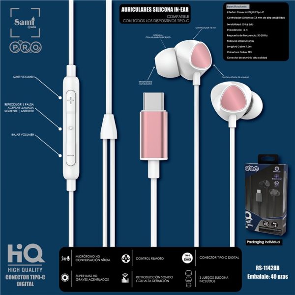 AURICULAR SAMI PRO BLANCO CONECTOR TIPO C DIGITAL