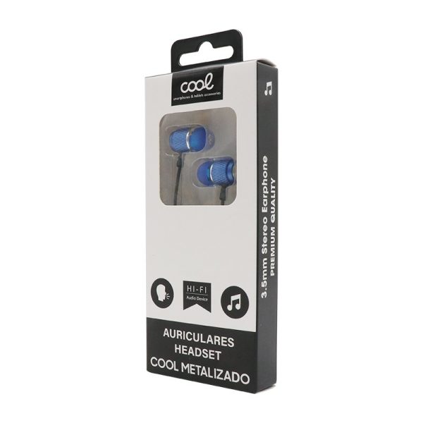Auriculares 3,5 mm COOL Metalizado Stereo Con Micro Azul - Image 2
