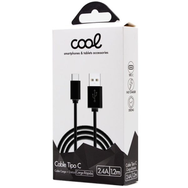 Cable USB Compatible COOL Universal TIPO-C (1.2 metros) Negro 2.4 Amp - Image 2
