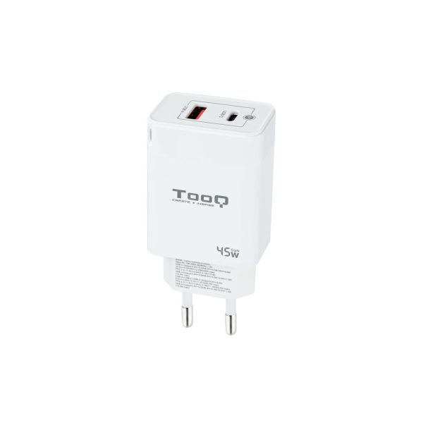 CARGADOR DE PARED GAN USB-C/PD + USB-A/QC 45W TOOQ TQWC-GANQCPD45WT BLANCO
