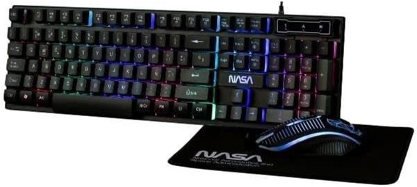 Kit GAMIN 3 en 1 TECLADO + RATON + ALFOMBRILLA de NASA PEGASUS