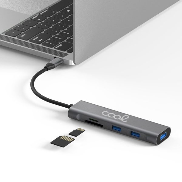 Hub Tipo-C Universal COOL 5 en 1 Aluminio (3 x USB 3.0 + SD + Micro SD) - Image 2