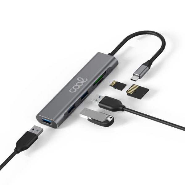 Hub Tipo-C Universal COOL 5 en 1 Aluminio (3 x USB 3.0 + SD + Micro SD) - Image 4