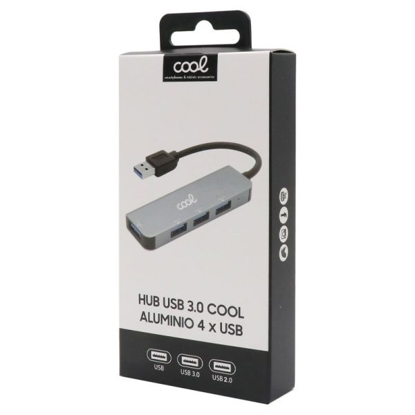 Hub USB Universal COOL 4 Puertos USB (2.0 / 3.0) Aluminio Gris - Image 2
