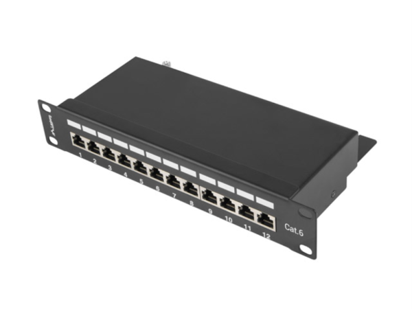 PATCH PANEL LANBERG 12 PUERTOS 1U 10" CAT.6 BLINDADO NEGRO