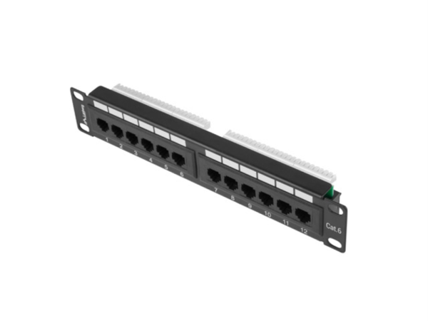 PATCH PANEL LANBERG 12 PUERTOS 1U 10" CAT.6 NEGRO