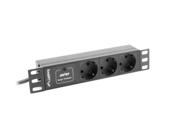 REGLETA LANBERG 1U 16A 3X SCHUKO RACK 10" 2M NEGRO