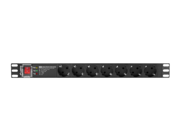 REGLETA LANBERG 1U 16A 7X SCHUKO RACK 19" 2M NEGRO