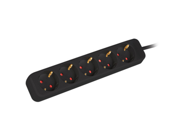 REGLETA LANBERG 5 TOMAS SCHUKO NEGRA 3M
