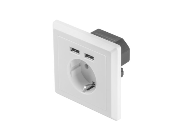 ROSETA PARED LANBERG 230V SCHUKO 16A 2X USB 2.1 A BLANCO