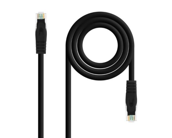 CABLE DE RED LATIGUILLO RJ45 UTP CAT6A AWG24 LSZH 0.30 M NEGRO NANOCABLE