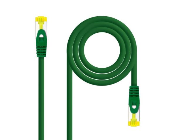 CABLE DE RED LATIGUILLO RJ45 SFTP CAT6A AWG26 0.30 M VERDE NANOCABLE