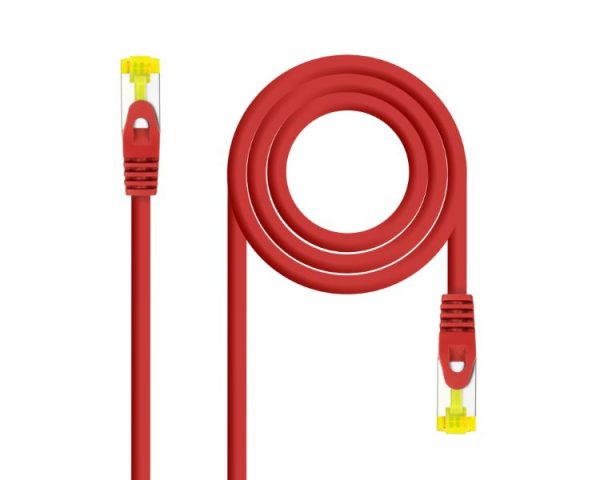 CABLE DE RED LATIGUILLO RJ45 SFTP CAT6A AWG26 0.30 M ROJO NANOCABLE
