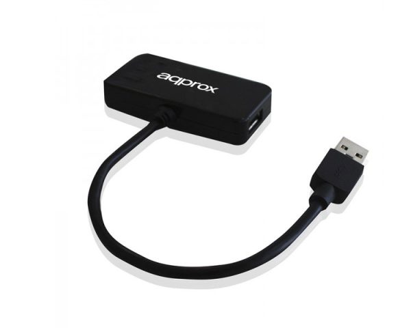 HUB 4 PUERTOS (3xUSB2.0 + 1xUSB3.0) NEGRO APPROX