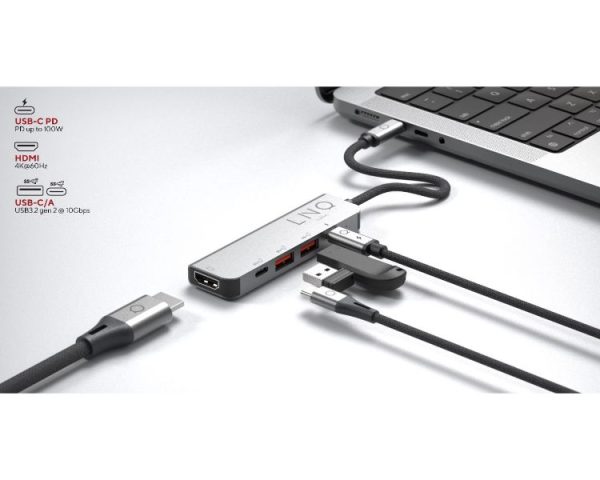 DOCKING STATION 5 PUERTOS PRO USB-C GRIS LINQ