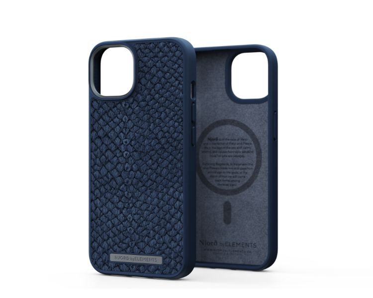 FUNDA MAGSAFE IPHONE 14 PIEL DE SALMON AZUL PETROLEO NJORD