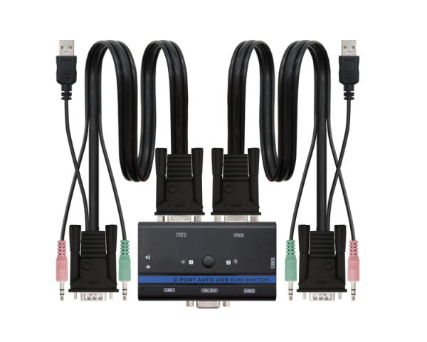CONMUTADOR KVM VGA USB 1U-2PC + CABLE NANOCABLE