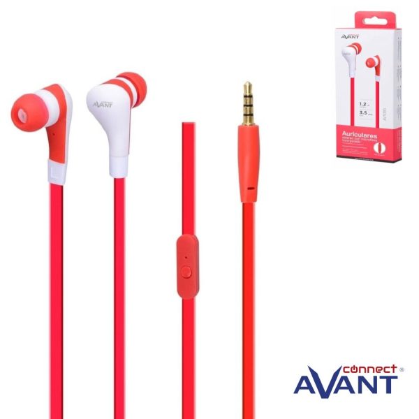 AURICULAR AVANT IN-EAR SILICONA CON MICROFONO -  ROJO