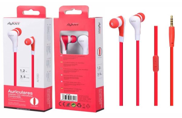 AURICULAR AVANT IN-EAR SILICONA CON MICROFONO -  ROJO - Image 2