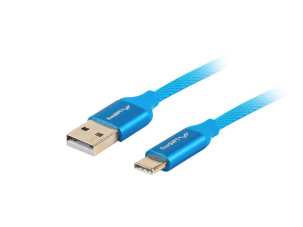 Cable usb lanberg 2.0 macho - usb tipo c macho quick charge 3.0 1m azul