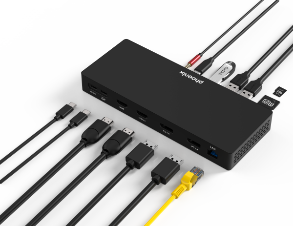 Hub phoenix tipo c docking statión 14 en 1 pd 100w para portátil