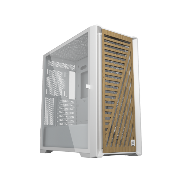 Caja artisan noble blanca con frontal de madera