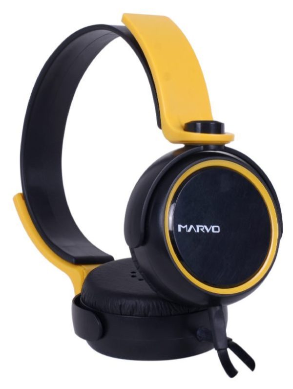 MARVO - AURICULAR CON CABLE PLANO JACK 3.5MM AMARILLO