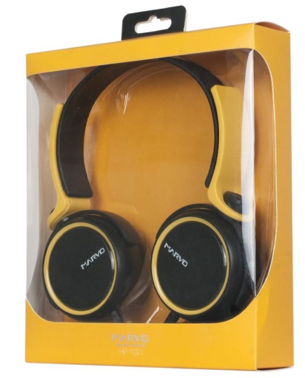 MARVO - AURICULAR CON CABLE PLANO JACK 3.5MM AMARILLO - Image 2