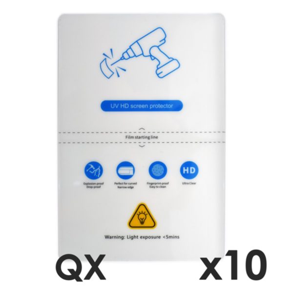 Laminas de fijacion qcharx hidrogel hd qx hibrida mediante ultravioleta  pack 10 ud para qx1 lite