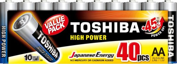 PILA TOSHIBA ALCALINA - AA - MIN 40 PILAS HIGH POWER