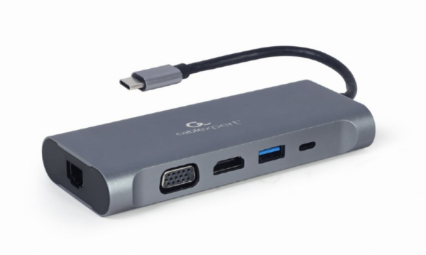 ADAPTADOR MULTIP GEMBIRD USBC 7EN1 HUB3.0,HDMI,VGA,PD,LECTOR TARJETAS,AUDIOGRIS