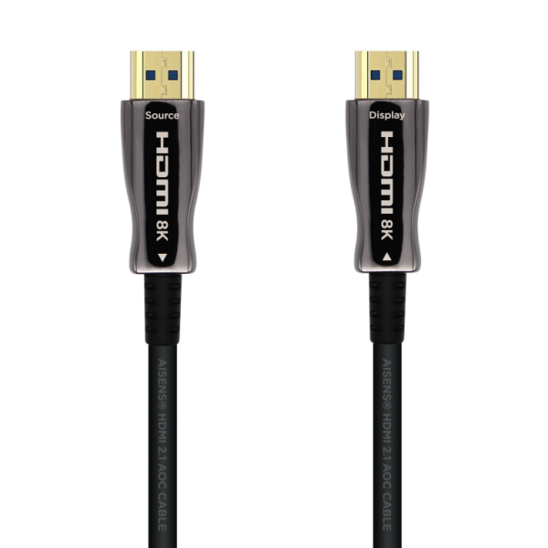 CABLE HDMI AISENS V2.1 OPTICO ACTIVO AOC 8K60HZ 4K120HZ 48GBPS A M-A M NEGRO 50M